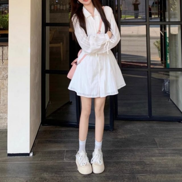 리본 커프스 미니 원피스 팬츠 세트 SNY-1006096