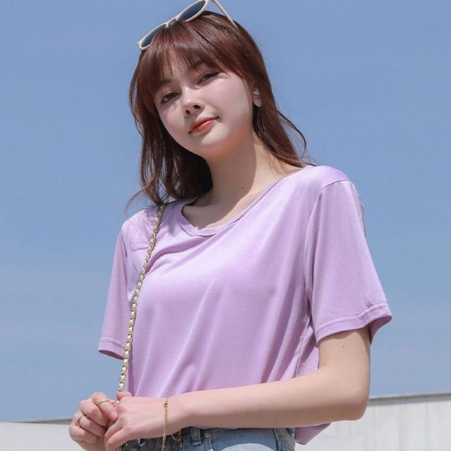 여성 무지 반팔티 라운드 쿨티셔츠 4종 세트