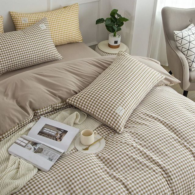 부드러운 체크 침구 4종세트 사계절 이불커버 베딩세트
