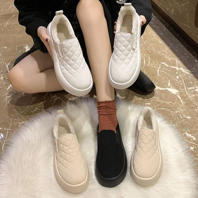 3컬러 안감털 퀼팅 여성 겨울 슬립온 OSM-1006734