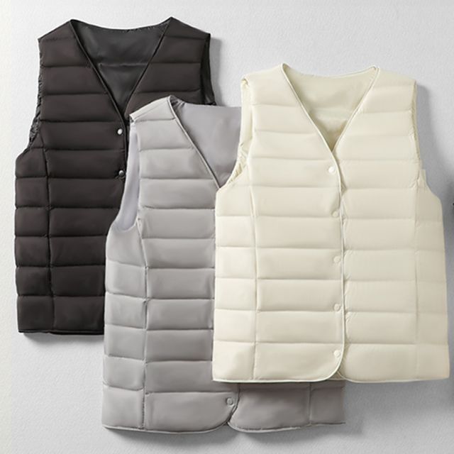 경량 브이넥 패딩 조끼 방한 보온 누빔 베스트 TK-1005231