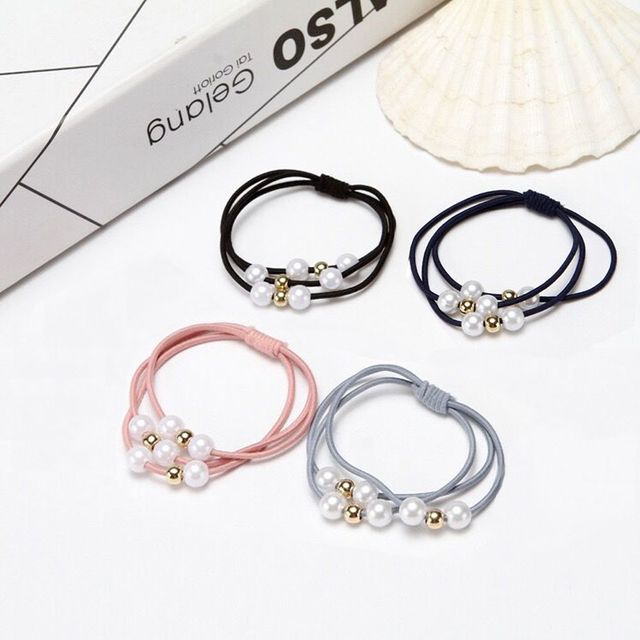 진주 볼 더블 머리 헤어끈 LM-0569