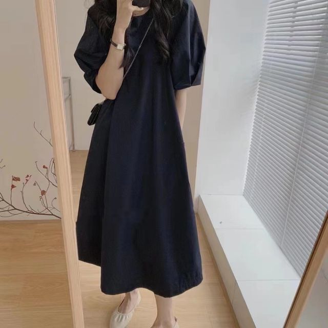 무드퍼프 코튼 A라인 원피스 SNY-0041