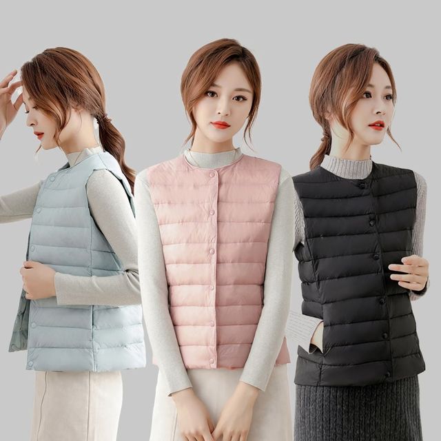 키밍 경량 방한 솜패딩 라운드넥 조끼 3컬러 베스트