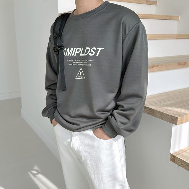 남자 프린팅 맨투맨 간절기 데일리 긴팔 티셔츠