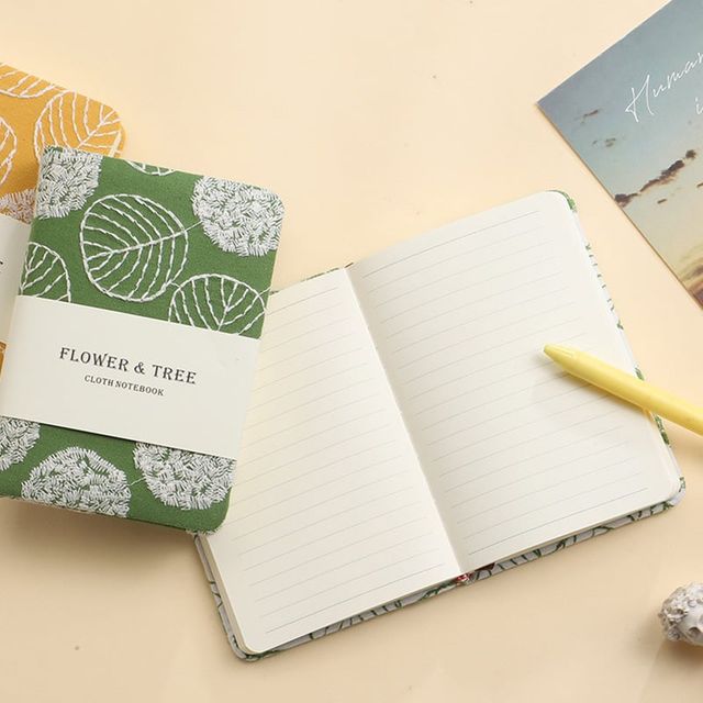 패브릭 자수 커버 A6 노트 바인더 일기장 다이어리