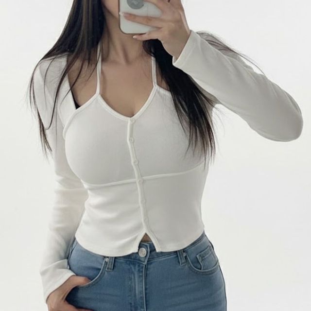 홀터 크롭 레이어드 티 HPC-1007879