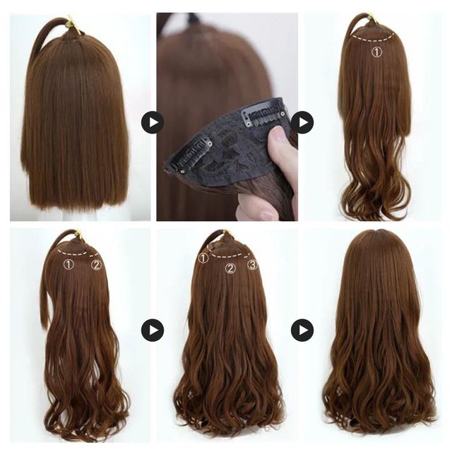 여성 웨이브 부분 가발 3개입 자연스러운 헤어 붙임머리