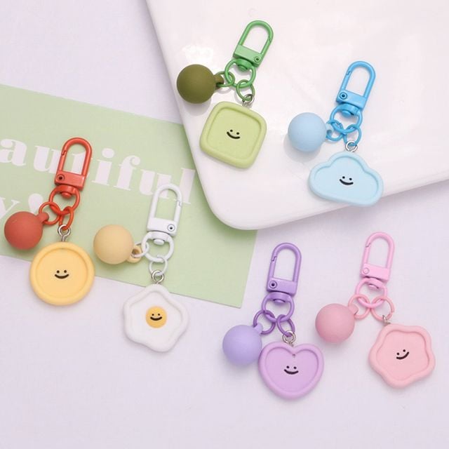 컬러 스마일 미니 키링 귀여운 키홀더 펜던트 백꾸