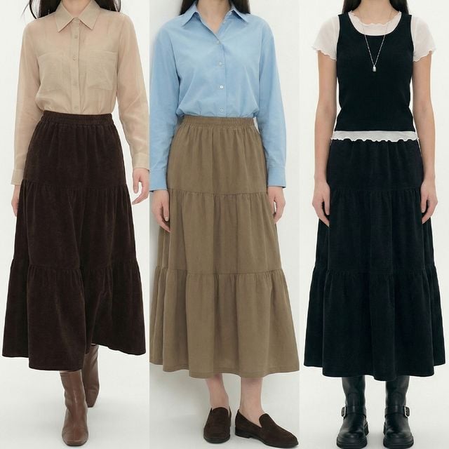 캉캉 코듀로이 롱 밴딩 스커트 JEB-1006593