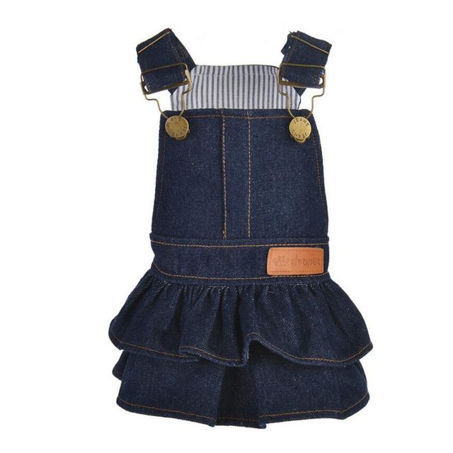 PET 강아지 옷 데님 멜빵 치마 원피스 청치마
