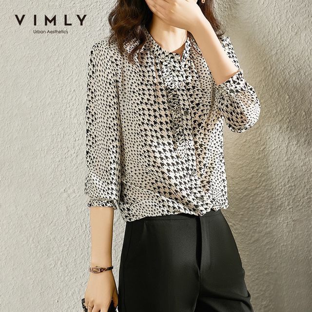 [해외] VIMLY 여성용 하운드투스 셔츠 가을 2021 스탠드 칼