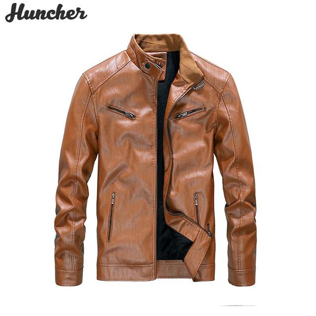 [해외] Huncher 남자 가죽 자켓 남자 2021 봄 양털 자수 재킷