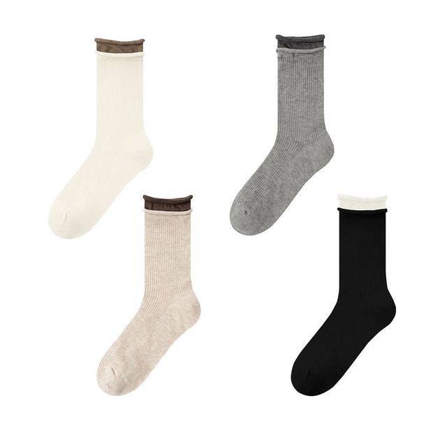 여름 투톤 돌돌이 중목양말 4color LM-0650