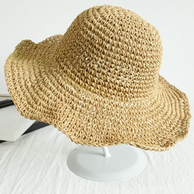바캉스 자외선차단 밀짚 벙거지 여성 모자 플로피햇