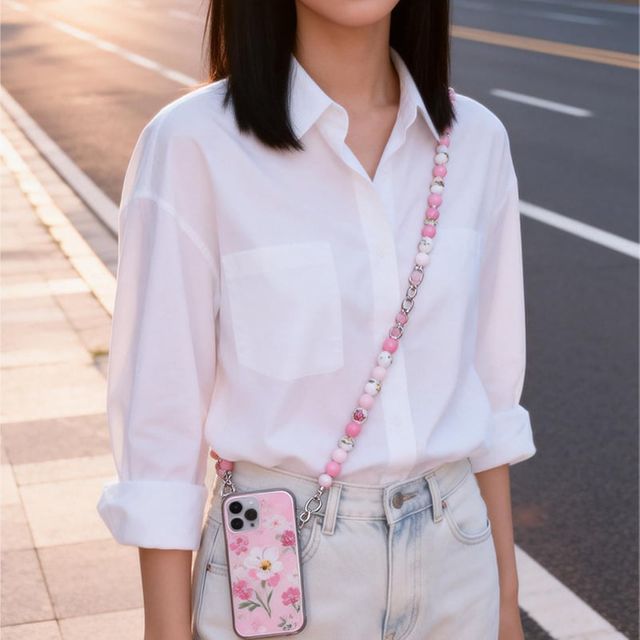 키밍 세라믹 비즈 목걸이 폰스트랩 분실방지 목줄 휴대폰줄