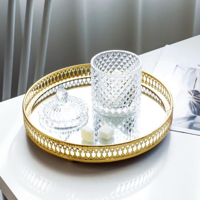 골드 미러 트레이 화장품 정리함 소품 수납 정리대