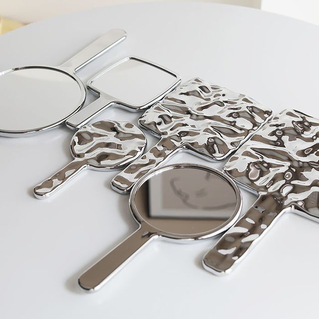 휴대용 손거울 대형 사각형 원형 실버 메이크 거울