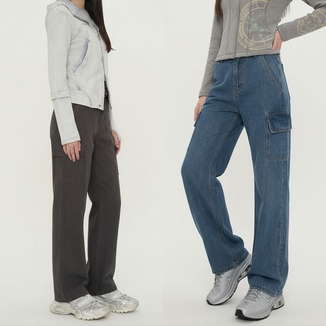 여성 코튼 카고 롱 와이드 팬츠 JEB-1007322