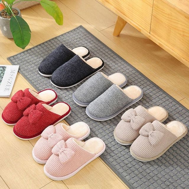 폭신한 리본 슬리퍼 사무실 실내화 여름용 부드러운 편안한 슬리퍼