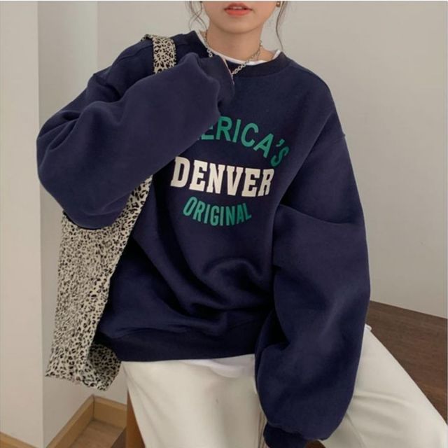 덴버 로고 캐주얼 오버핏 맨투맨 SWC-1005409