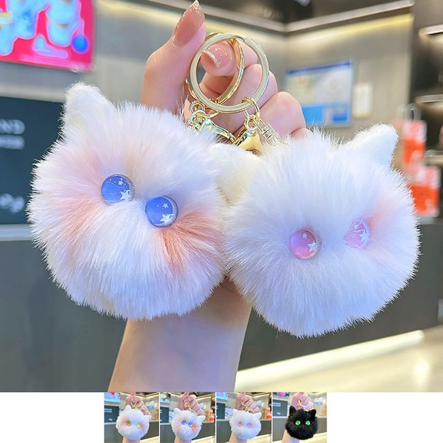 고양이 털키링 열쇠고리 자동차키링 가방털고리