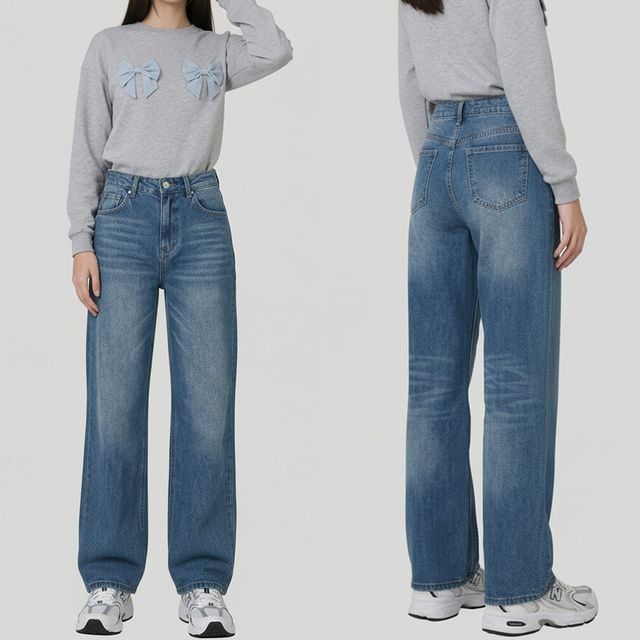 여성 데일리핏 워싱 롱기장 와이드 데님팬츠 JEB-1007452