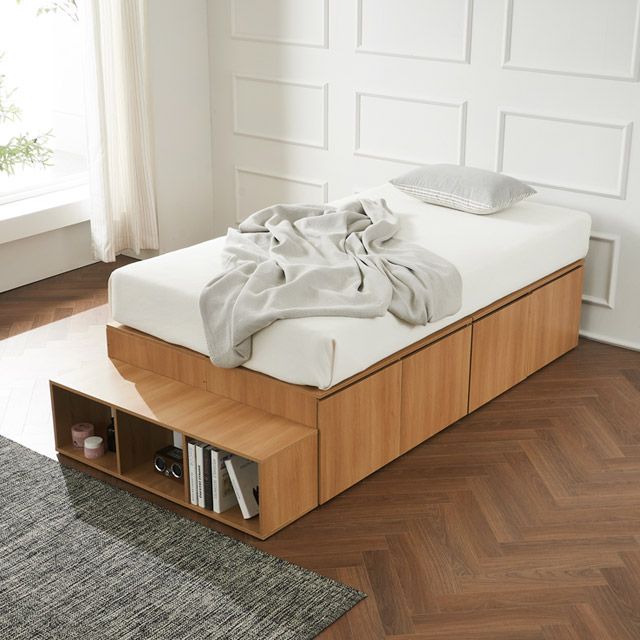 C3314 도어형 높은 수납침대 SS+책장계단 2colors