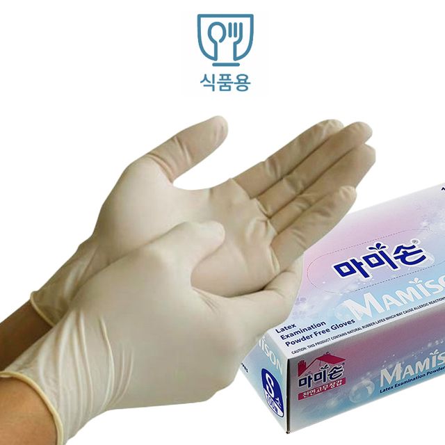 마미손 천연 1회용 식품용 라텍스장갑 100매
