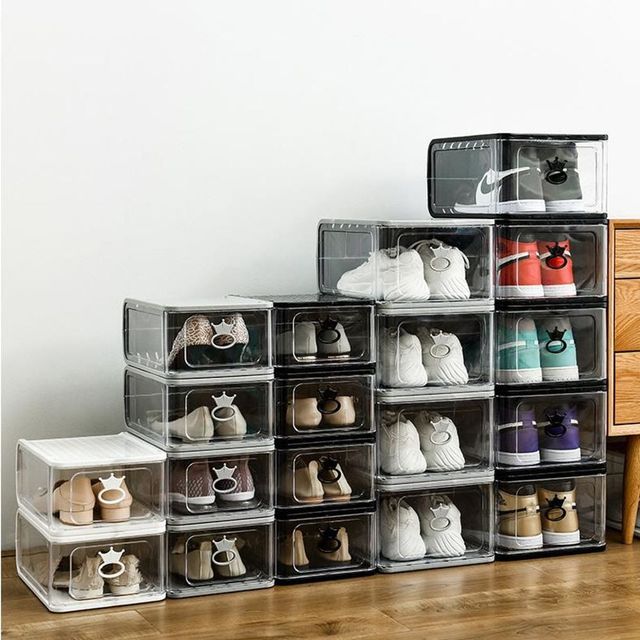 키밍 투명 플라스틱 신발 정리대 슈즈 박스 조립식 저장함