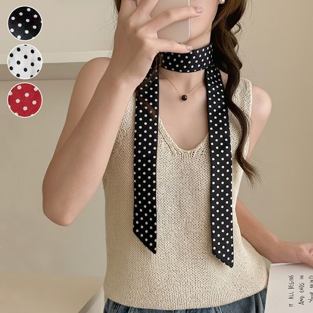 클래식 도트 미니 스카프 EL-1007153