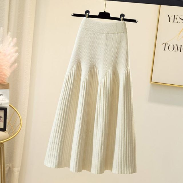 A라인 골지 니트 롱스커트 OSM-1006748