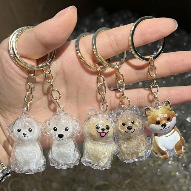 투명 반려동물 강아지 털 뭉치 보관 캡슐 키링