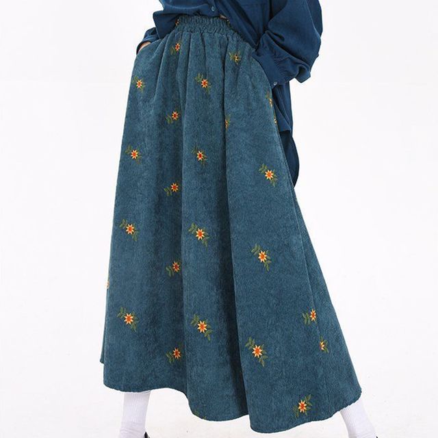 플라워 코듀로이 스커트 FLS-1005786