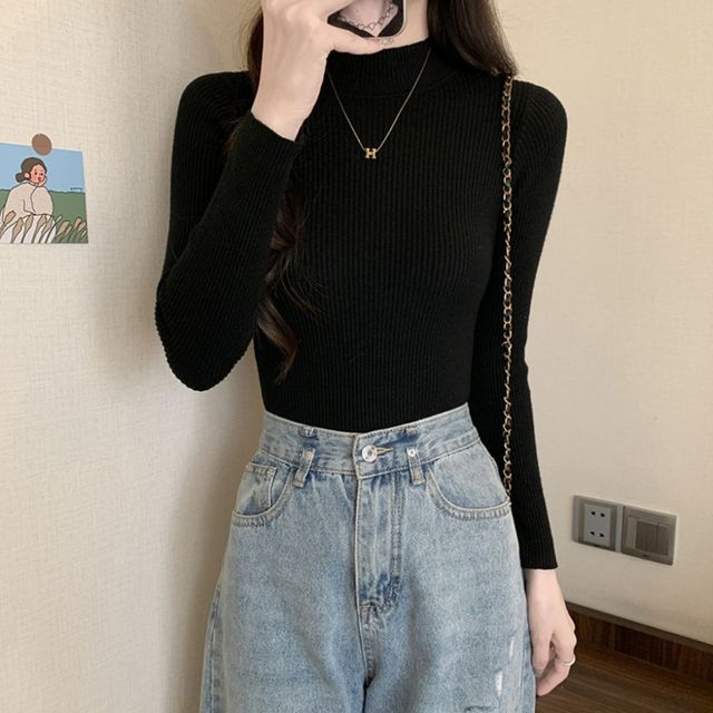 골지 슬림핏 하프폴라 니트 JSD-1004061