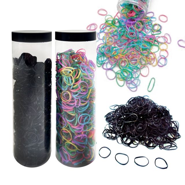 질긴 미니 헤어밴드 고무줄 1000개 보틀 고무밴드
