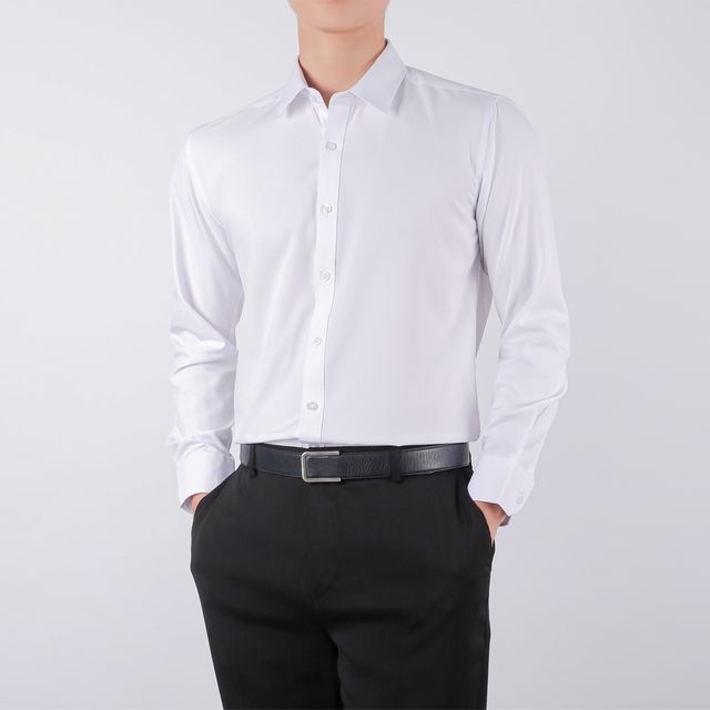 남자 와이셔츠 흰색 커프스셔츠 루즈핏 링클프리 셔츠 2컬러