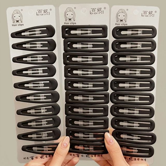 베이직 무광 엠보 블랙 똑딱이핀 기본 헤어핀 세트