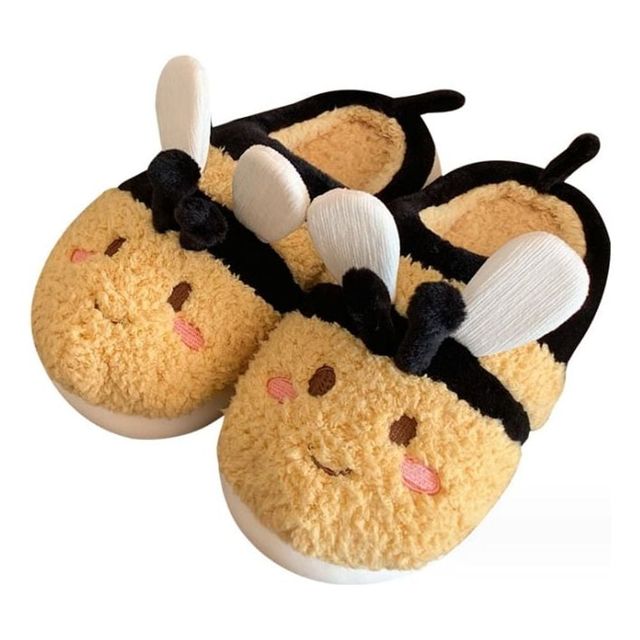 귀여운 꿀벌 캐릭터 털슬리퍼 실내화 거실화