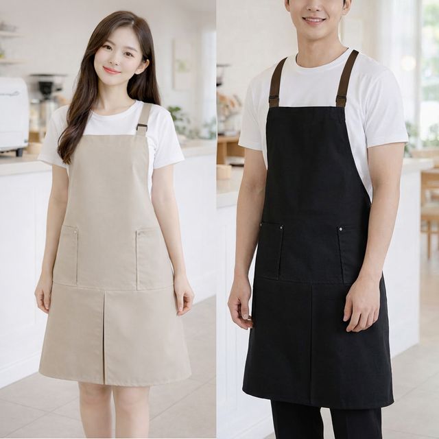 앞트임 방수 앞치마 주문제작 카페 어린이집 미용실 3컬러