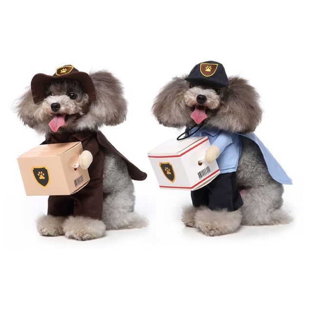 키밍 강아지 고양이 할로윈 코스프레 의상 택배기사 복장