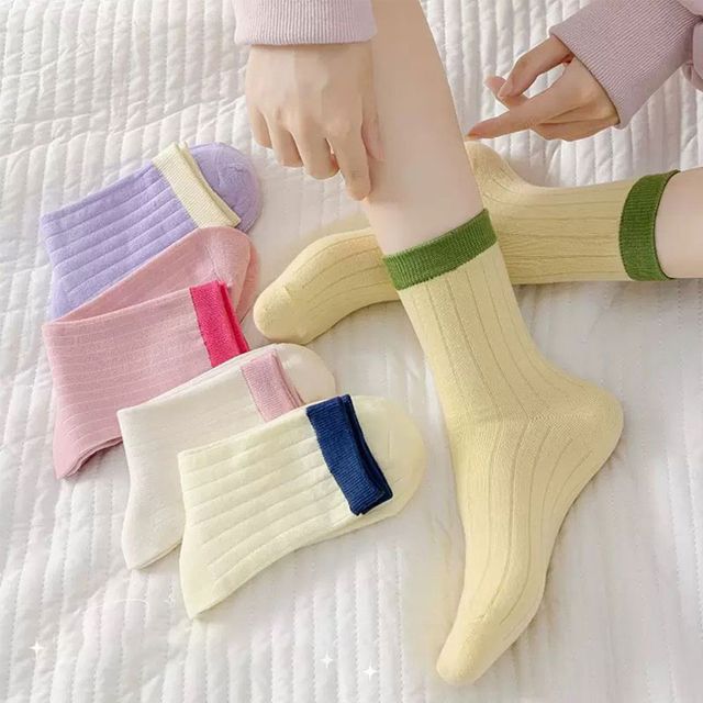 빅골지 배색 중목양말 5color LM-0656