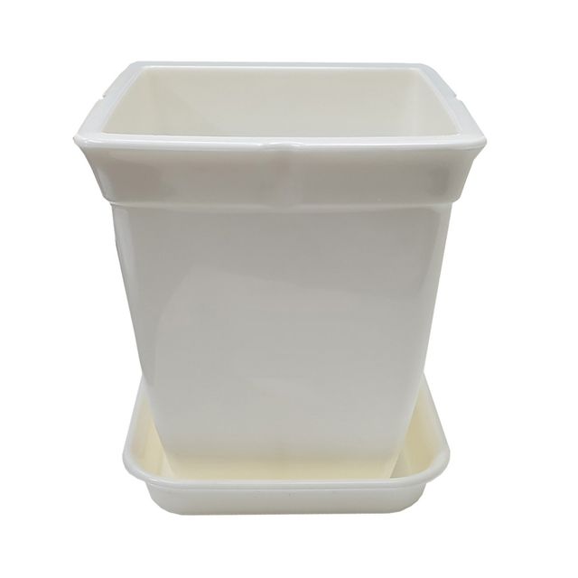 정사각 백색 도자기느낌 플라스틱화분 6호