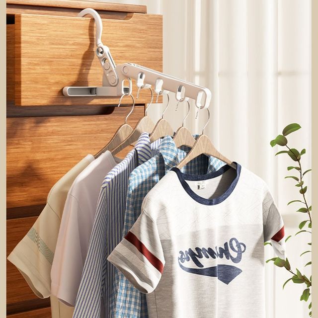 무타공 도어 옷걸이 행거 접이식 여행용 5공 건조대