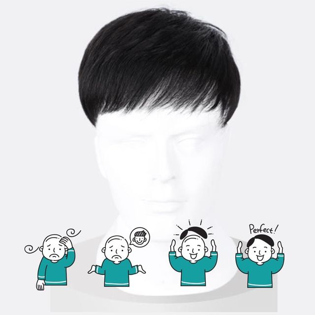 남성용 정수리 가발 인모 내추럴 스타일