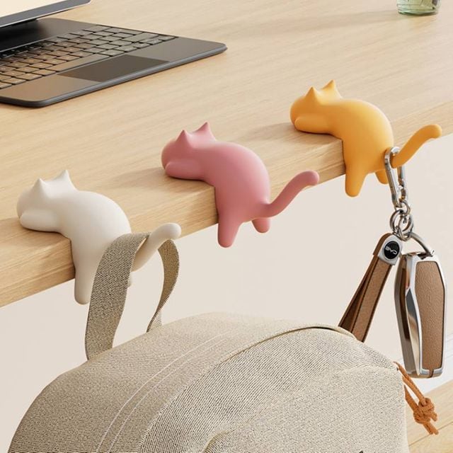 고양이 책상 가방걸이 4종세트 다용도 캐릭터 후크 행거 소품걸이