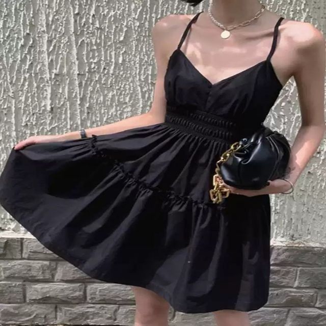 여름 블랙 브이넥 미니원피스 SEG-1008341