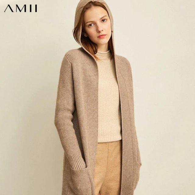 [해외] Amii-미니멀리즘 봄 레이지 스웨터 코트 여성 패션 새