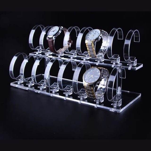아크릴 시계 전시 거치대 2단 16구 진열대 받침대