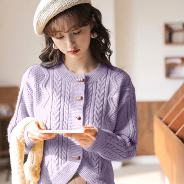 5컬러 떡볶이 단추 꽈배기 가디건 OSM-1006453